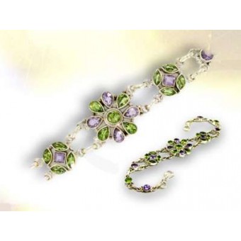 Bracelet Argent Améthyste Péridot Bracelet Argent Améthyste Péridot
