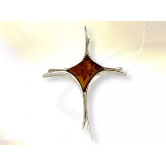 Stylized cross pendant available in cherry or cognac amber Stylized cross pendant available in cherry or cognac amber