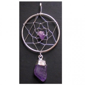 Pendentif- Attrape rêve pointe d' Améthyste Pendentif- Attrape rêve pointe d' Améthyste