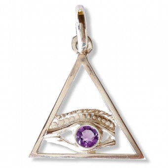 Pendentif Triangle oeil amèthyste Pendentif Triangle oeil amèthyste