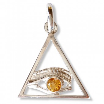Pendentif Triangle oeil citrine or Pendentif Triangle oeil citrine or