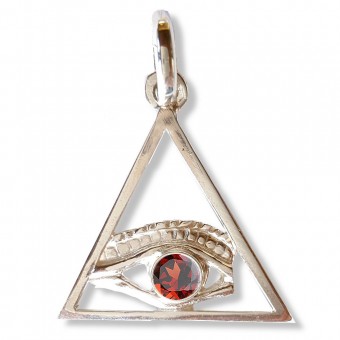Pendentif Triangle oeil de dieu grenat Pendentif Triangle oeil de dieu grenat