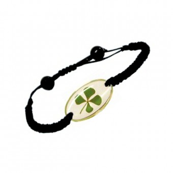 Bracelet  noir trèfle à 4 feuilles