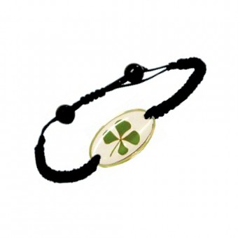 Bracelet noir trèfle à 4 feuilles Bracelet noir trèfle à 4 feuilles